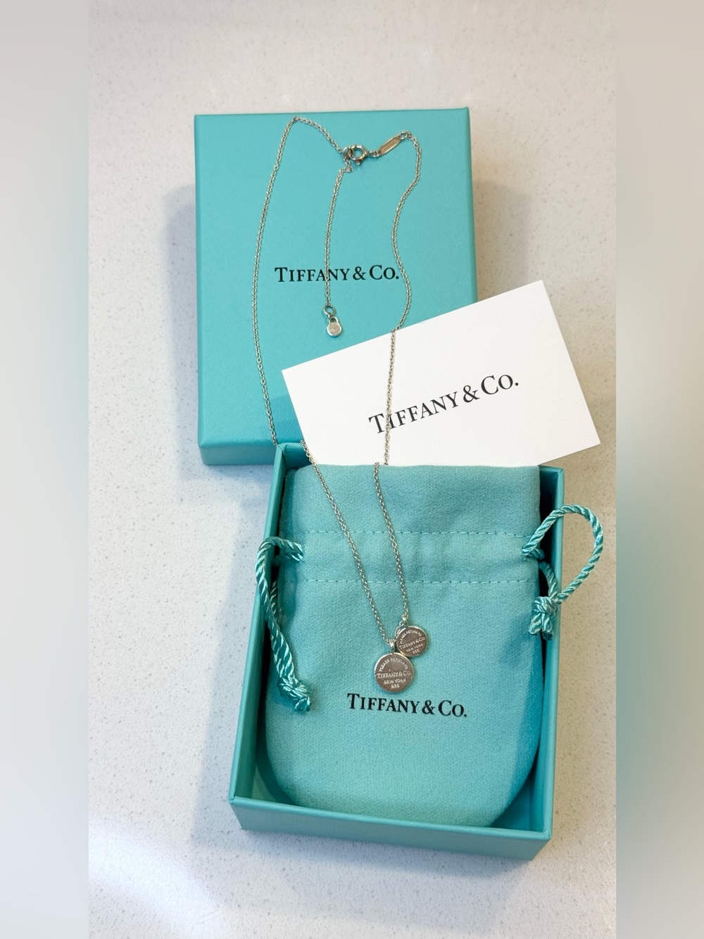 TIFFANY&CO. Sterling Silver Return to Tiffany Circle Duo Pendant Necklace